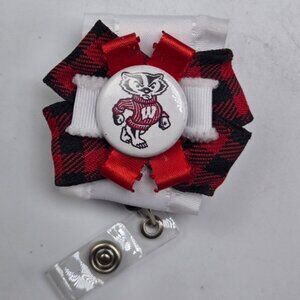 University of Wisconsin Badge Reel NCAA Badgers Alumni Souvenir ID Lanyard OOAK